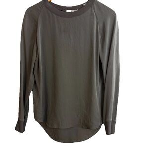 Vince Women's Grey/green Long Sleeve Top 100% Silk Size XS